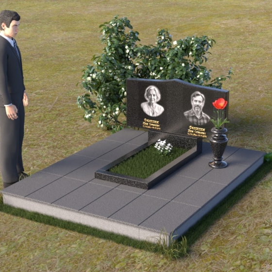 Горизонтальный памятник из лезниковского гранита в Калининграде