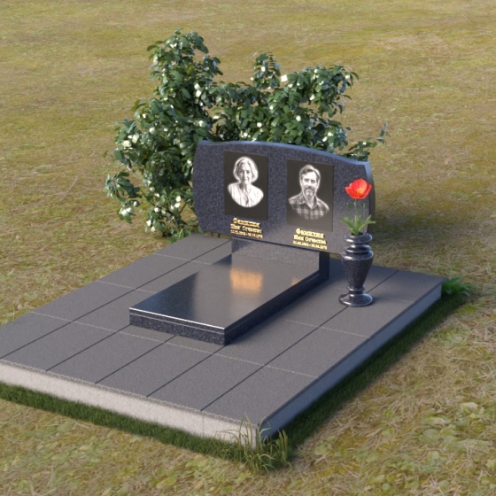 Памятник Гранитный горизонтальный для двоих в Самаре, гранит Блю Перл