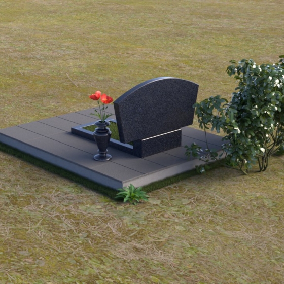 Горизонтальный памятник — полуарка из гранита, гранит Блю Перл, вид 4