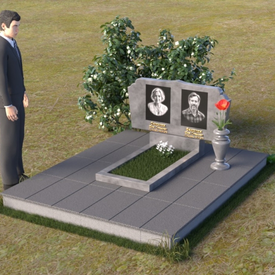 Памятник из мансуровского гранита на двоих в Самаре