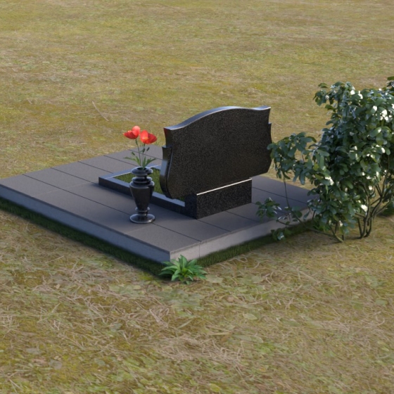 Гранитный горизонтальный памятник на одного/двоих в Южно — Сахалинске, гранит Габбро-диабаз, вид 4, в Южно-Сахалинске