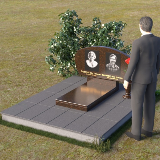 Памятник горизонтальный из гранита или мрамора для 1 — 2 захоронений в Перми