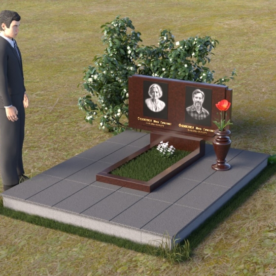 Памятник горизонтальный для двоих из лезниковского гранита в Набережных Челнах