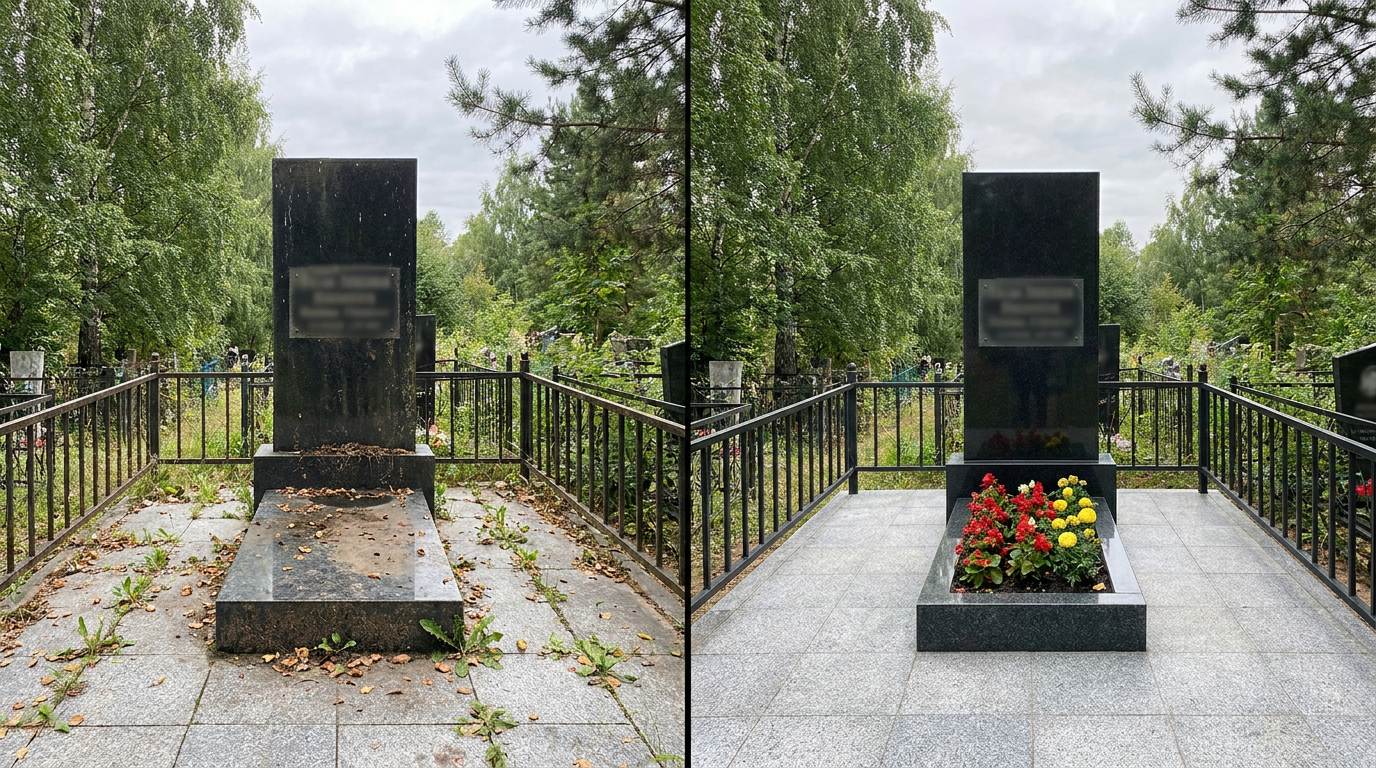 Уборка могилы в Оренбурге — пример 2